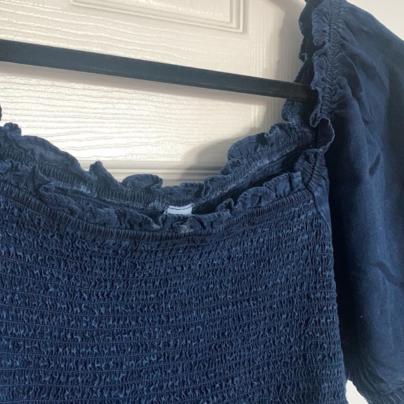 Chambray Denim Puff Sleeve Top - Picture 4 of 4